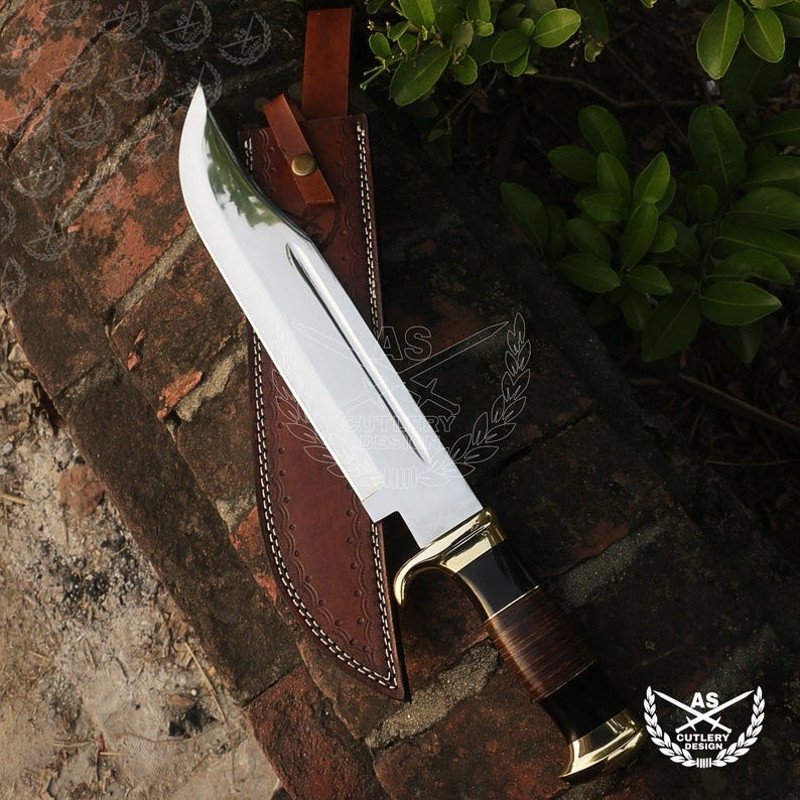 Custom Handmade D2 18 Hunting Crocodile Dundee High Polish Survival Bowie Knife 6