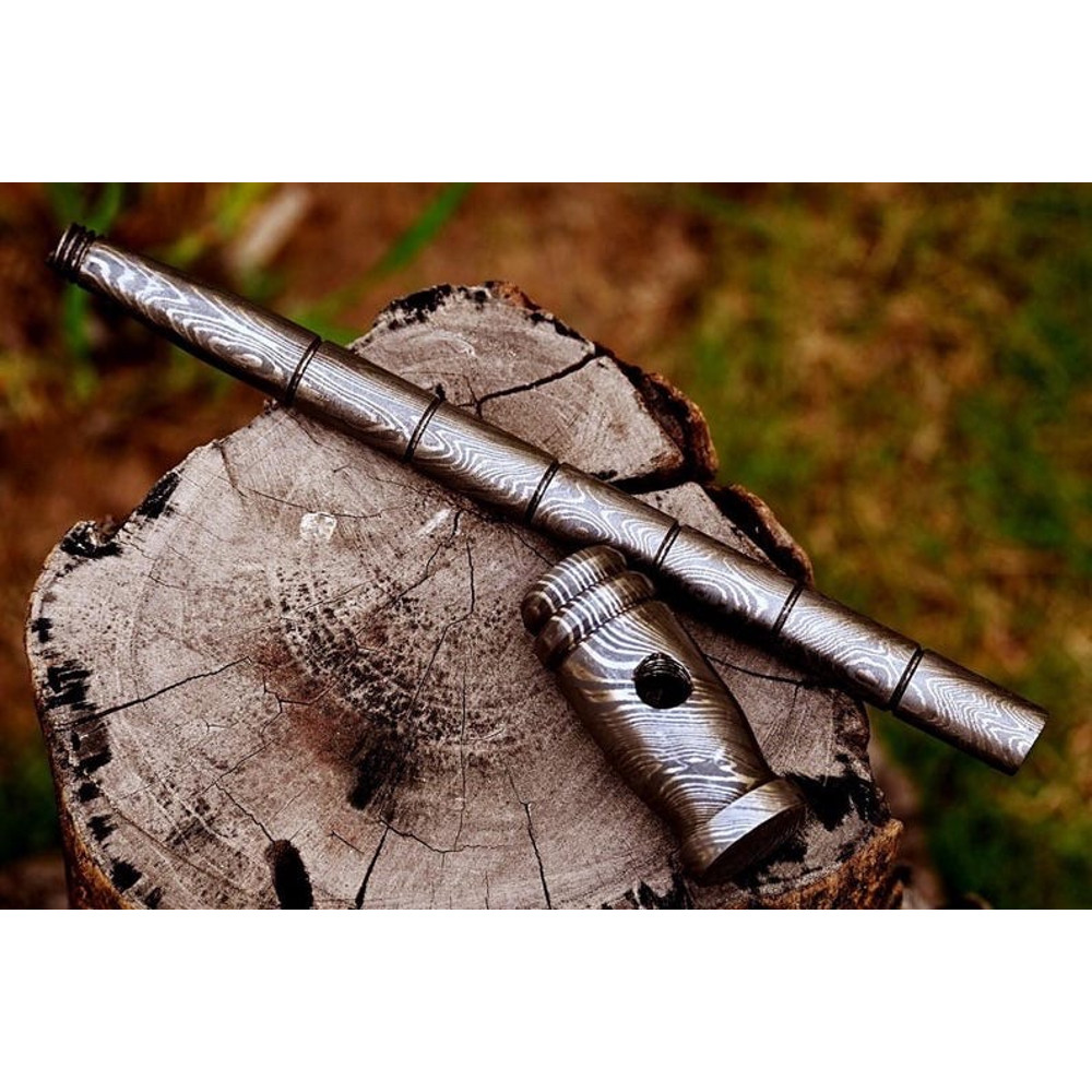 Custom Handmade Forged Damascus Chasing Hammer Rounded  Plain Head 3