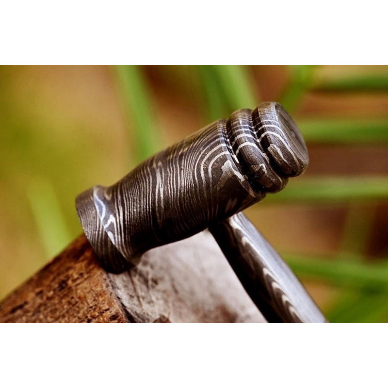 Custom Handmade Forged Damascus Chasing Hammer Rounded  Plain Head 4