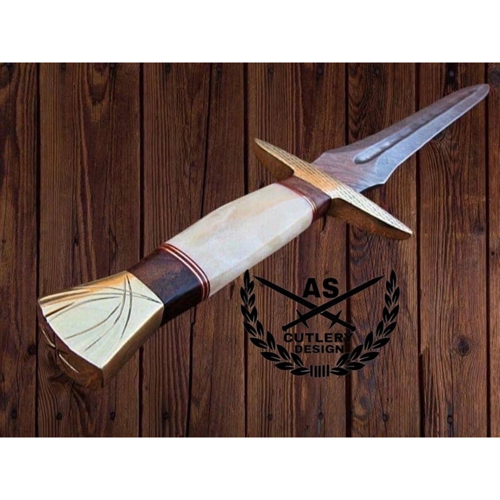 Custom Handmade Damascus Steel Sword 36 With Leather Sheath 3