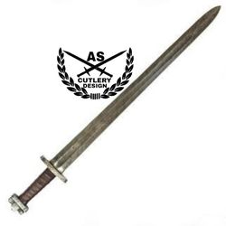 custom handmade ulfberht viking sword- damascus steel- 38 inches with leather sheath