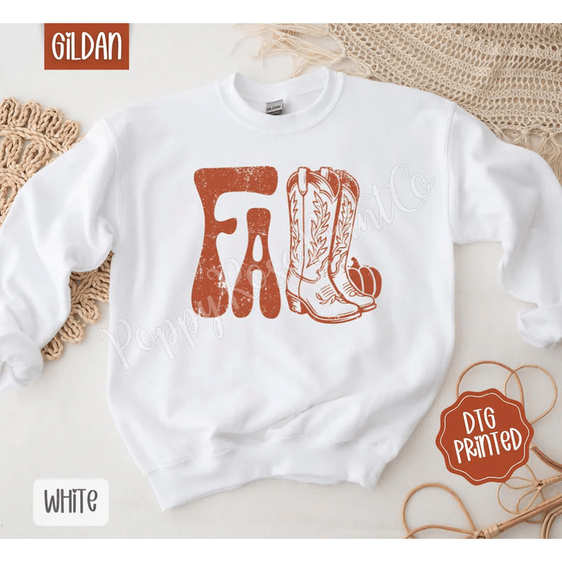 Fall Boots Sweatshirt Trendy Autumn Crewneck Western Cowgirl Boots Sweater Cute Fall Season Sweatsh 0