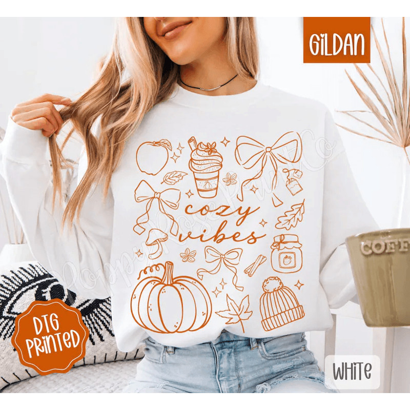Cozy Vibes Sweatshirt Trendy Fall Crewneck Fall Vibes Sweatshirt Sweater Weather Coquette Fall Swea 0