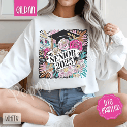 boho senior sweatshirt, cute floral sweater, graduation crewneck, 2025 senior sweatshirt, class of 2025 sweater, gift fo