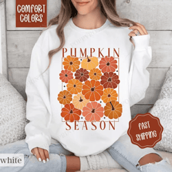 pumpkin season sweatshirt comfort colors, fall sweater womenswear autumn crewneck, trendy pumpkin sweatshirt, cute fall