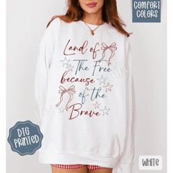 land of the free comfort colors sweatshirt, cute patriotic sweater, trendy women's crewneck, july 4th sweatshirt, gift f