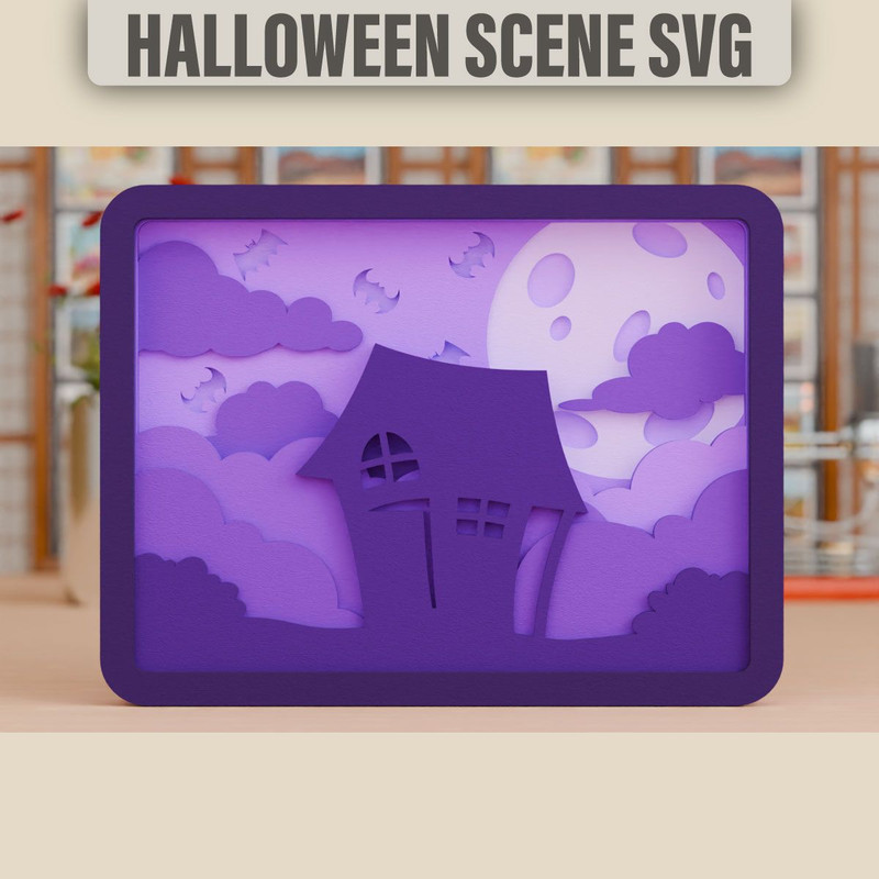 Halloween Scene 3D SVG Multilayered Cut 4 0