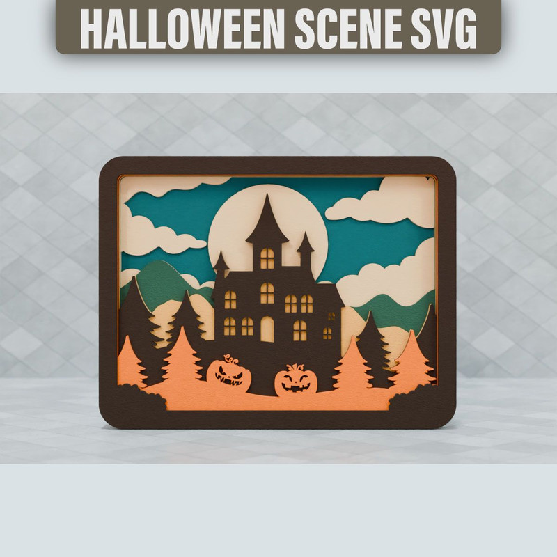 Halloween Scene 3D SVG Multilayered Cut 8 0