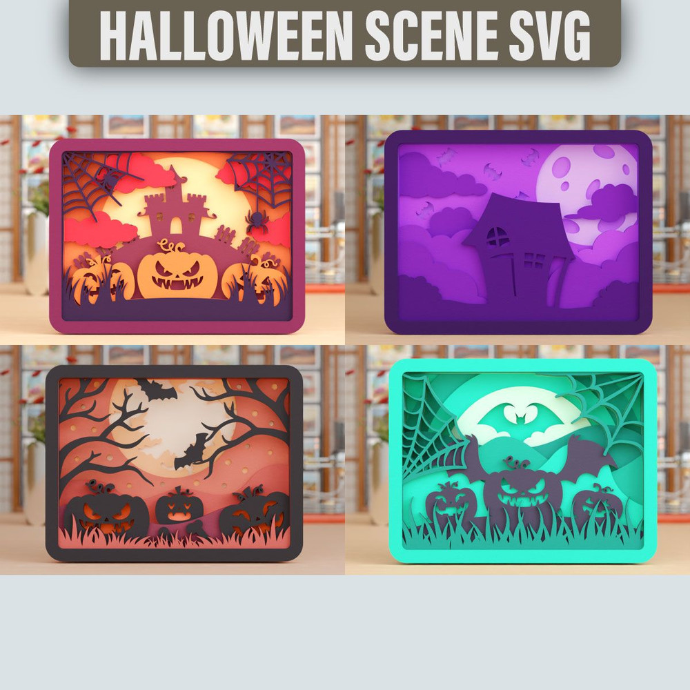 Halloween Scene 3D SVG Multilayer BUNDLE 2 0