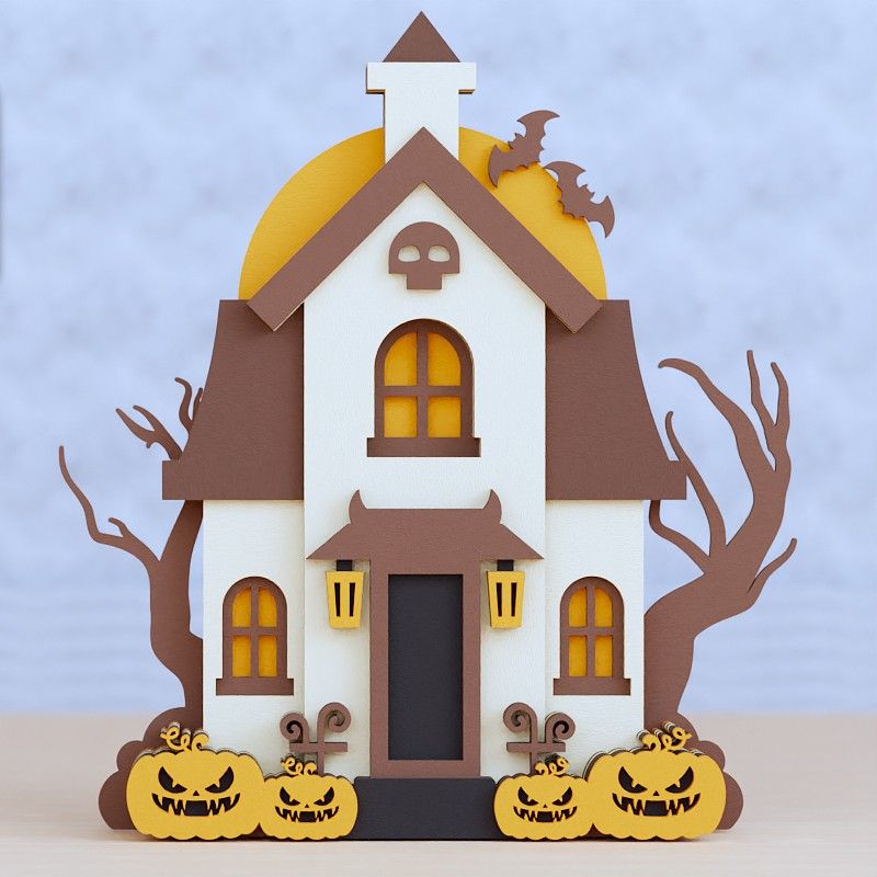 Halloween House SVG Laser Cut PaperCraft 2 0