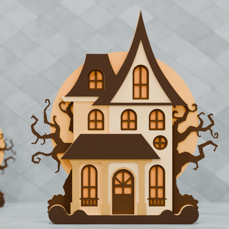Halloween House SVG Laser Cut Paper Craft 14 0