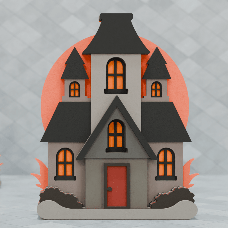 Halloween House SVG Laser Cut Paper Craft 16 0