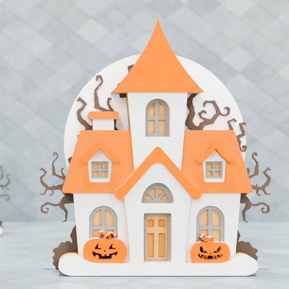 Halloween House SVG Laser Cut Paper Craft 17 0