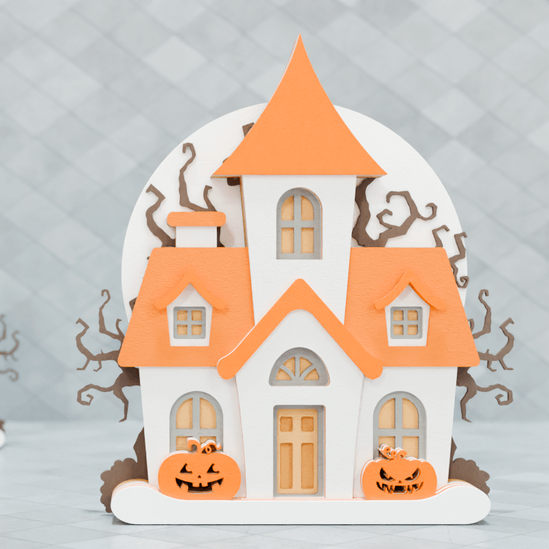 Halloween House SVG Laser Cut Paper Craft 17 0