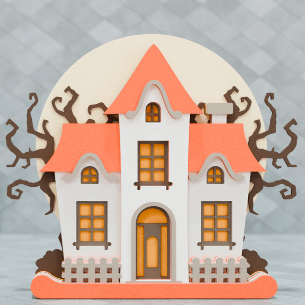 Halloween House SVG Laser Cut Paper Craft 18 0