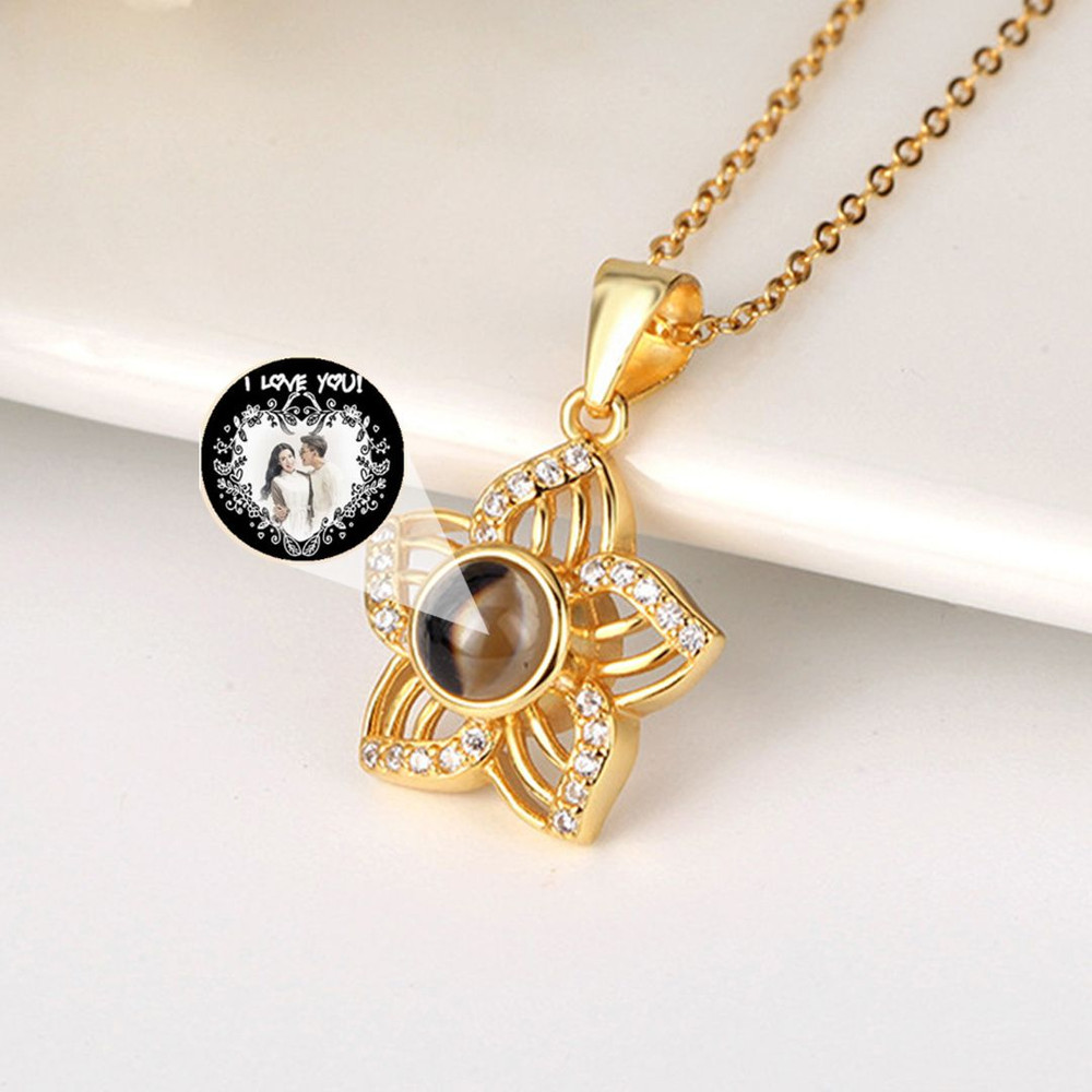 Personalized Romantic Cherry Blossom Projection Necklace Collarbone Chain S925 Sterling Silver Cust 0