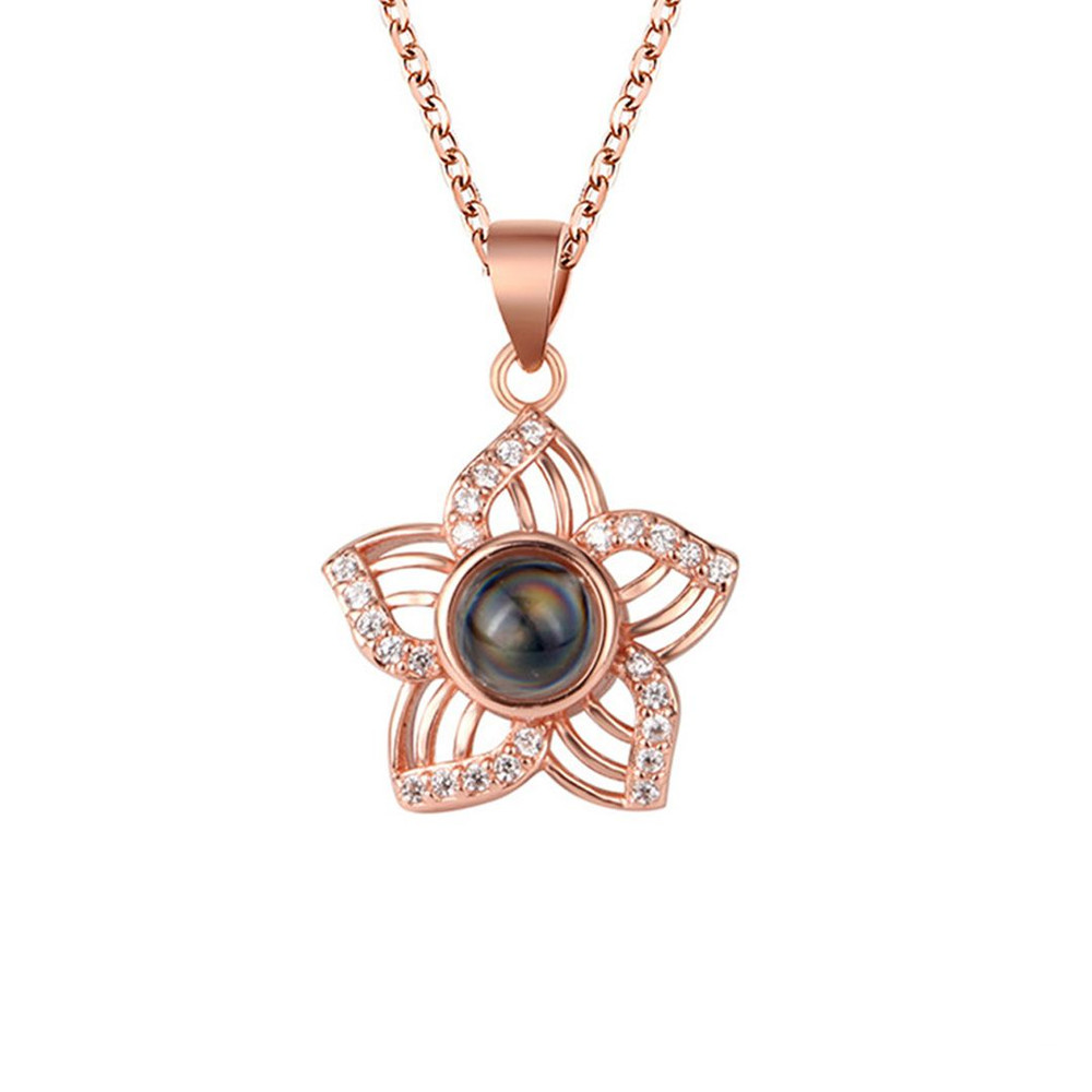 Personalized Romantic Cherry Blossom Projection Necklace Collarbone Chain S925 Sterling Silver Cust 1