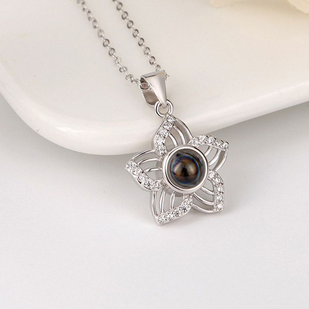Personalized Romantic Cherry Blossom Projection Necklace Collarbone Chain S925 Sterling Silver Cust 2