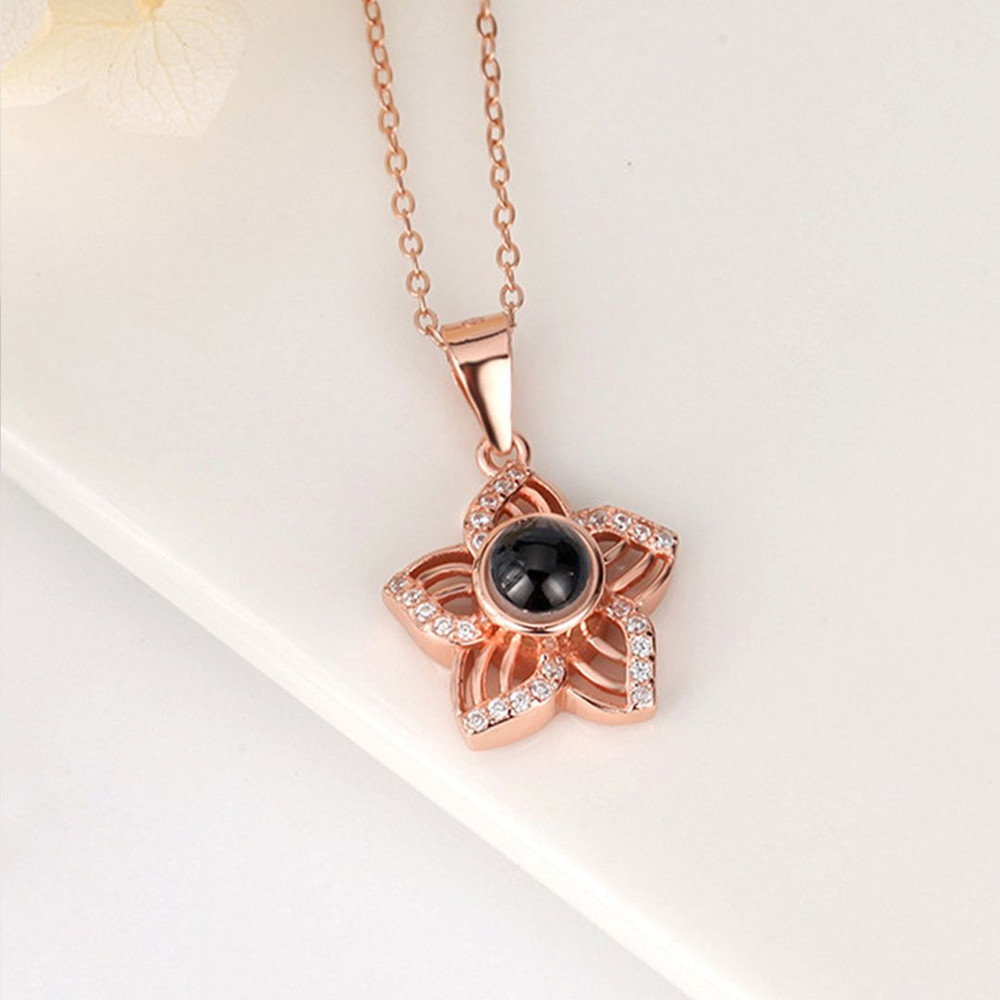 Personalized Romantic Cherry Blossom Projection Necklace Collarbone Chain S925 Sterling Silver Cust 3