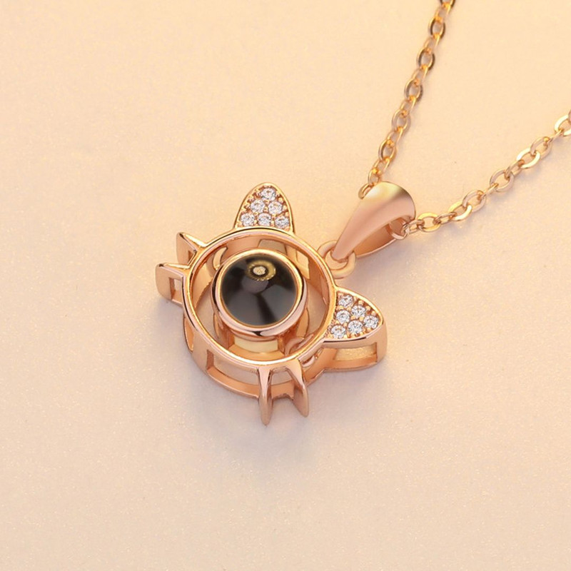 Personalized Romantic Little Cat Projection Necklace Collarbone Chain S925 Sterling Silver Customiz 1