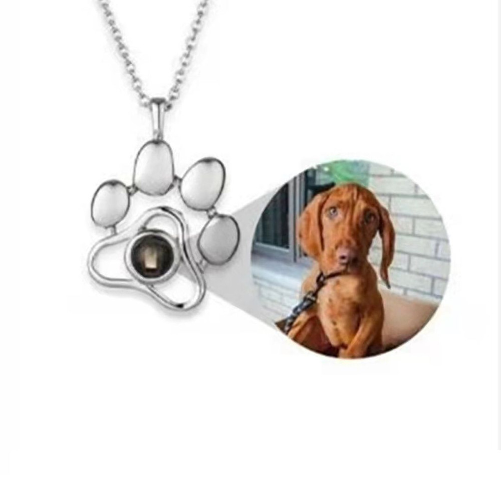 Personalized Custom Photo Dog Paw Projection Keychain Gifts For Pets Custom Necklace 0