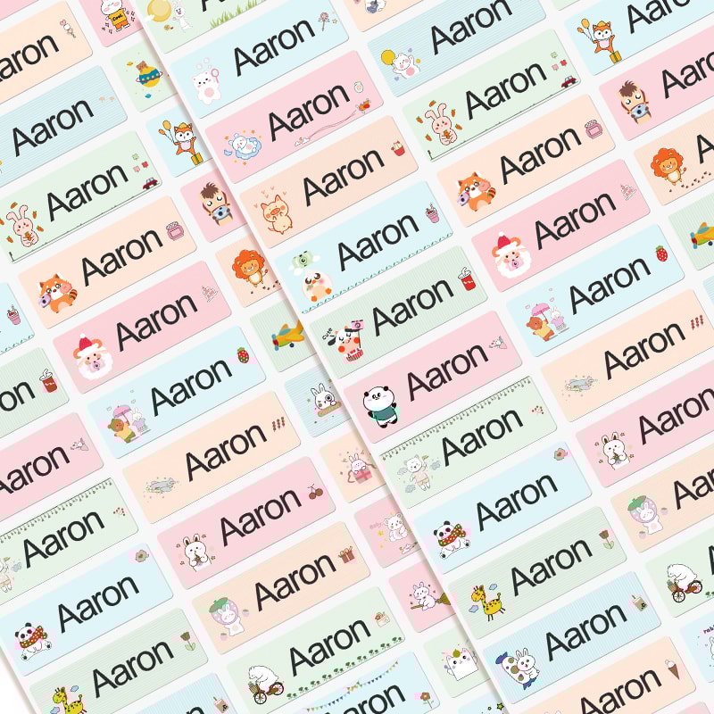 Custom Animal Name Tags For Kids Personalized Waterproof Hebrew Stickers Transparent Multilingual D 5