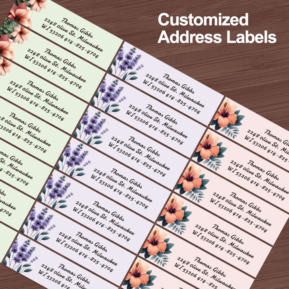 Floral Design Custom Address Stickers Personalized Reusable Envelope Labels Bullet Journaling Home 0
