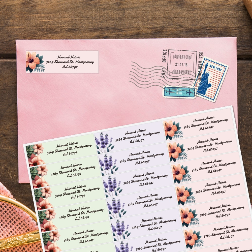 Floral Design Custom Address Stickers Personalized Reusable Envelope Labels Bullet Journaling Home 4
