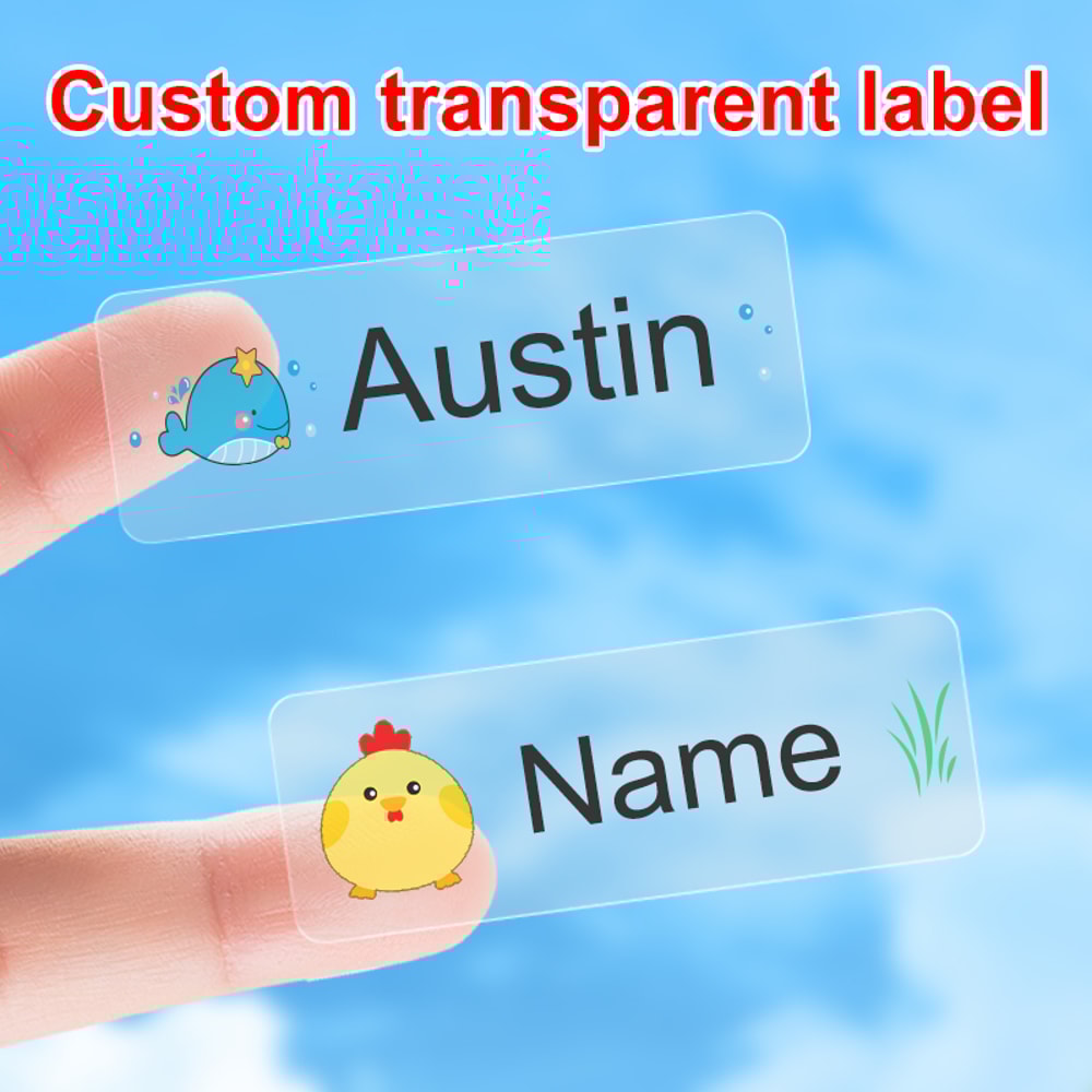 Personalized Multilingual Animal Stickers For Kids Custom Transparent Waterproof Labels For School 0