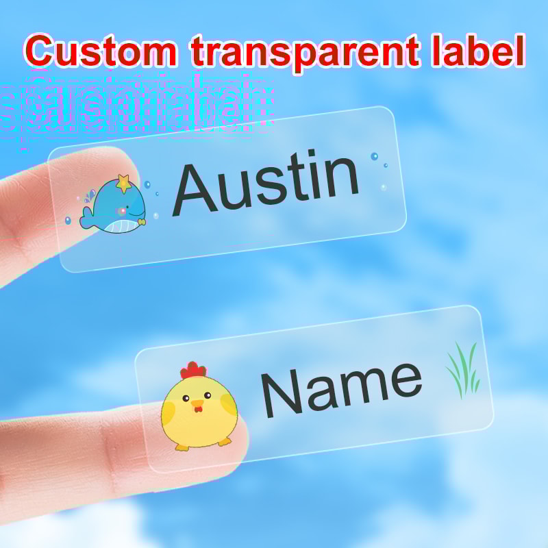 Personalized Multilingual Animal Stickers For Kids Custom Transparent Waterproof Labels For School 0