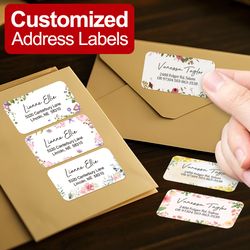waterproof floral address labels, customized envelope stickers for bullet journals, office use, and wedding gifts
