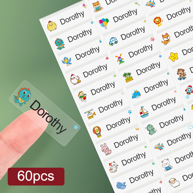 Transparent Animal Stickers Personalized Waterproof School Labels Kids Name Tags For Crafts Bento B 4