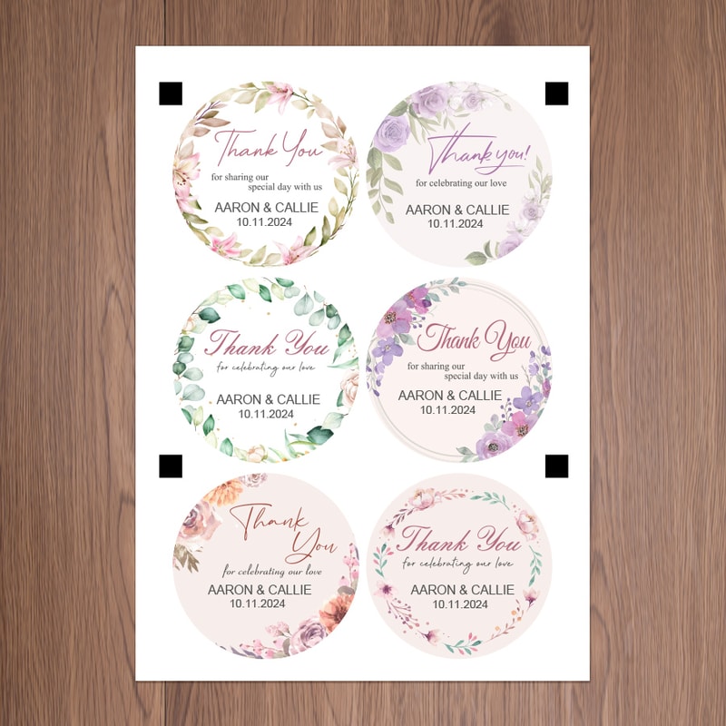 Customizable Round Floral Wedding Name Stickers Personalized Labels For Favors And Invitations Uniq 5