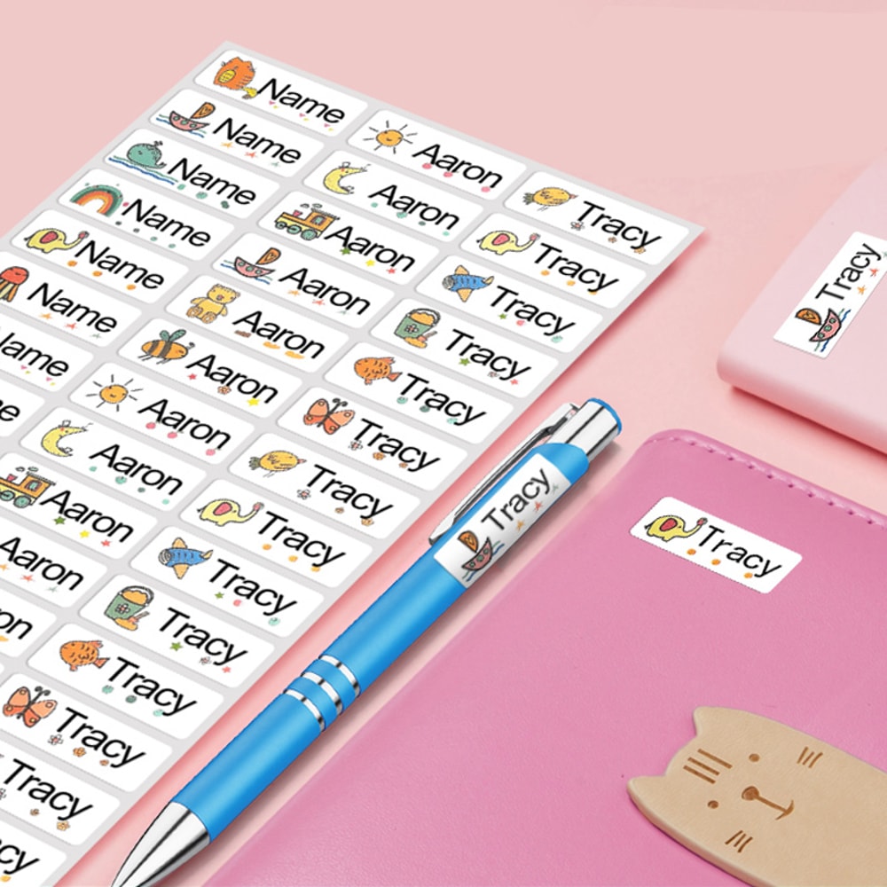 Personalized Animal Name Stickers For Kids Waterproof Durable Labels For School Bags Stationery Par 2