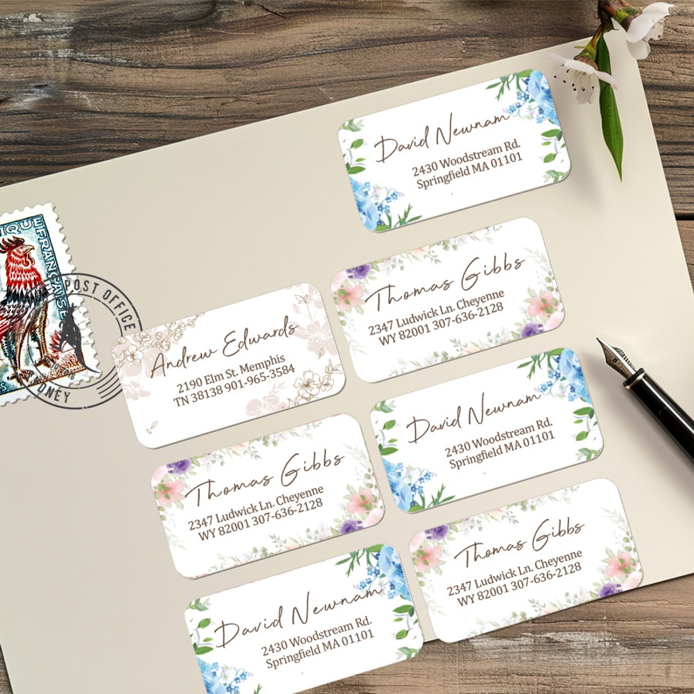 Personalized Envelope Labels Custom Wedding Address Stickers Floral Design Removable Adhesive Party 2
