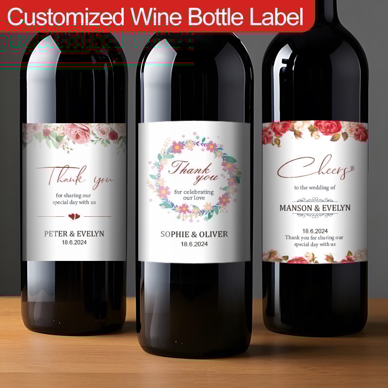 Elegant Personalized Wine Bottle Stickers Waterproof Custom Labels For Wedding Gifts Anniversary De 0