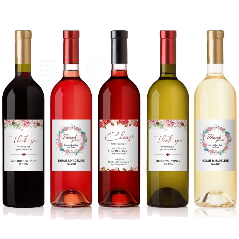 Elegant Personalized Wine Bottle Stickers Waterproof Custom Labels For Wedding Gifts Anniversary De 3