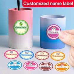 personalized animal labels, custom kids waterproof name stickers, durable school supplies, cute party favors accessories