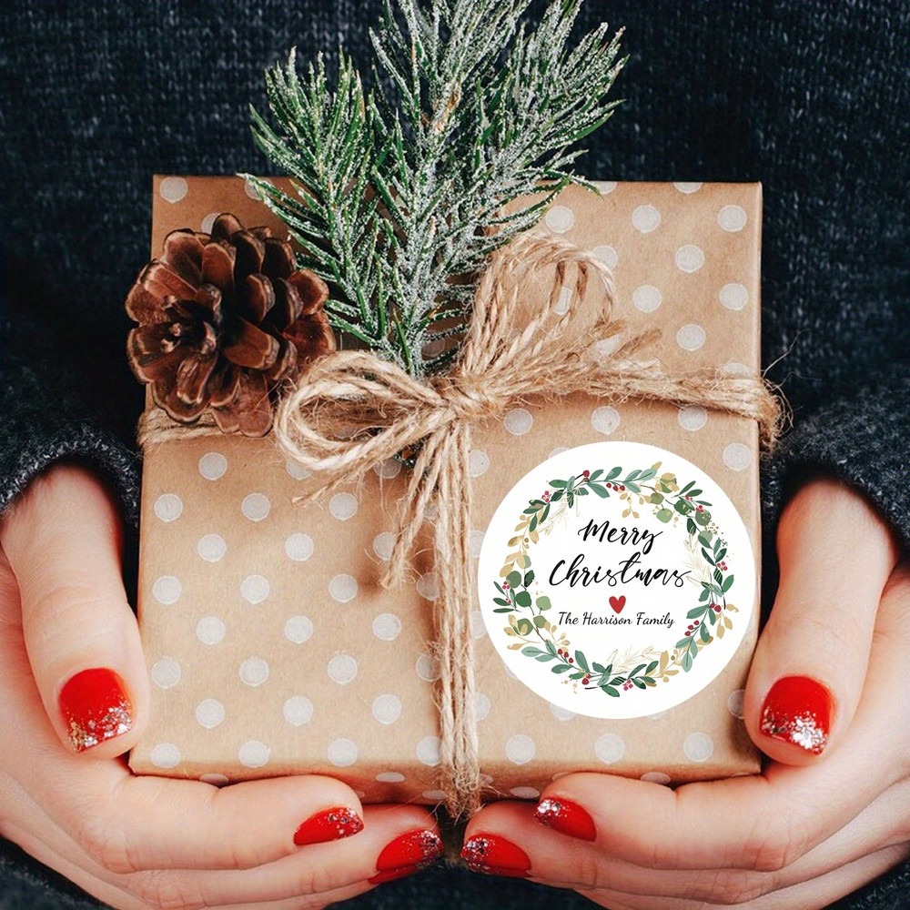 Personalized Merry Christmas Name Stickers Custom Happy Holidays Candy Gift Bag Envelope Labels 2