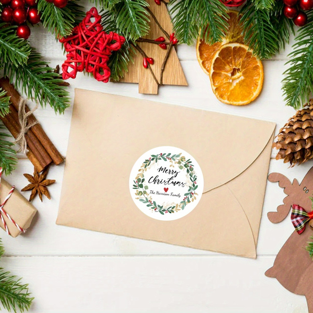 Personalized Merry Christmas Name Stickers Custom Happy Holidays Candy Gift Bag Envelope Labels 3