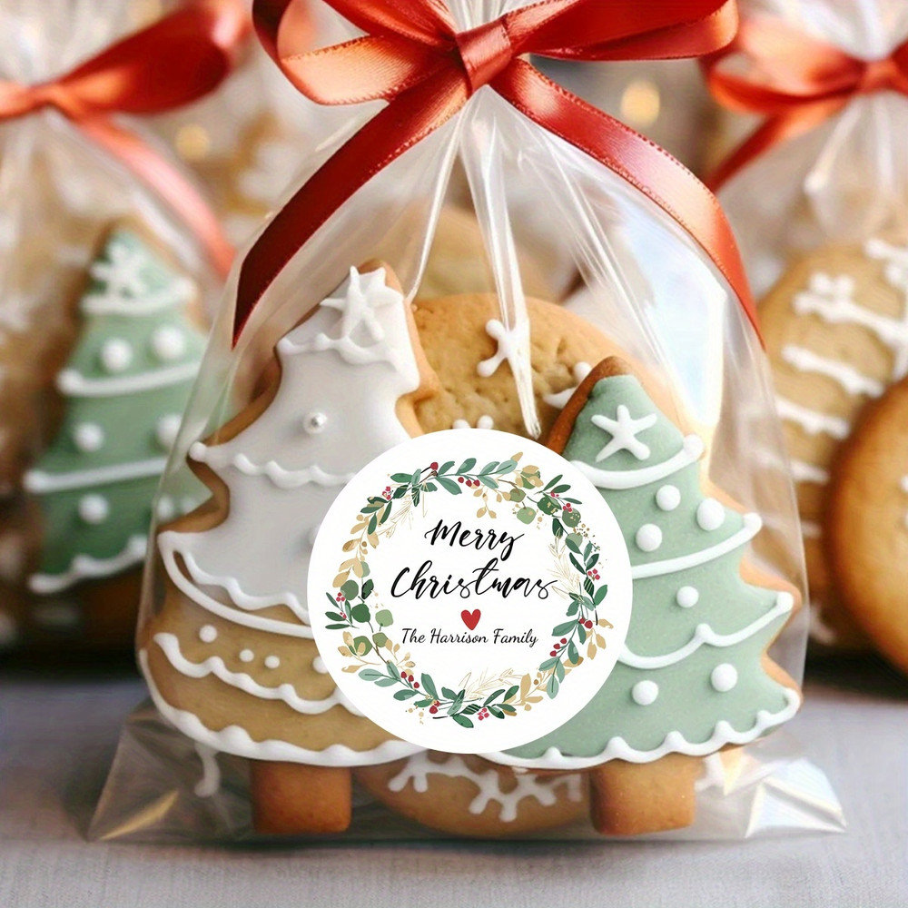 Personalized Merry Christmas Name Stickers Custom Happy Holidays Candy Gift Bag Envelope Labels 4