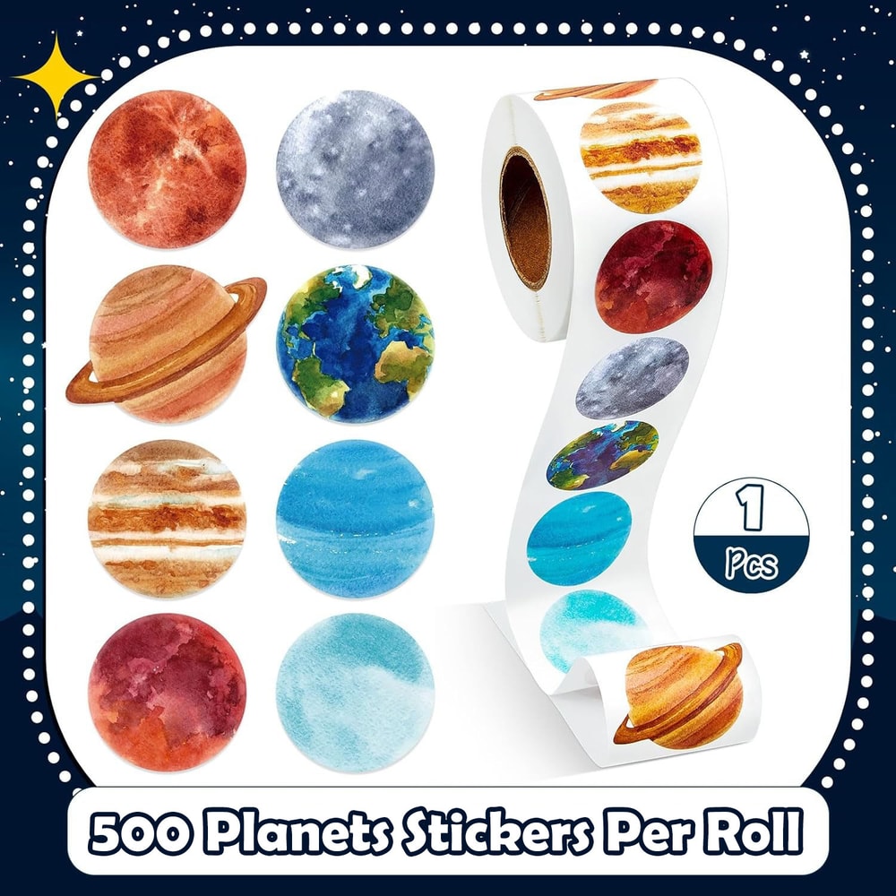 Planets Stickers Solar System Colored, Space Knowledge Learning, Stationery Label, Adorn Gifts for Phone