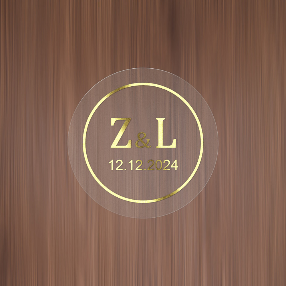 Gold Custom Transparent Wedding Seals, Waterproof Stickers for Gifts, Invitations, Modern Party Decor