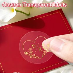 scratch-resistant waterproof stickers, custom gold transparent labels, wedding, party decorations, gift wrapping