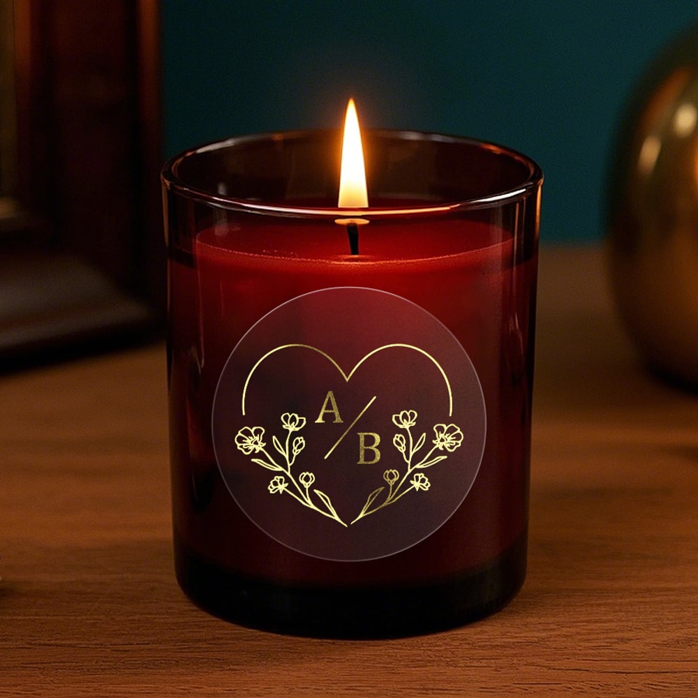 Scratch-Resistant Waterproof Stickers, Custom Gold Transparent Labels, Wedding, Party Decorations, Gift Wrapping