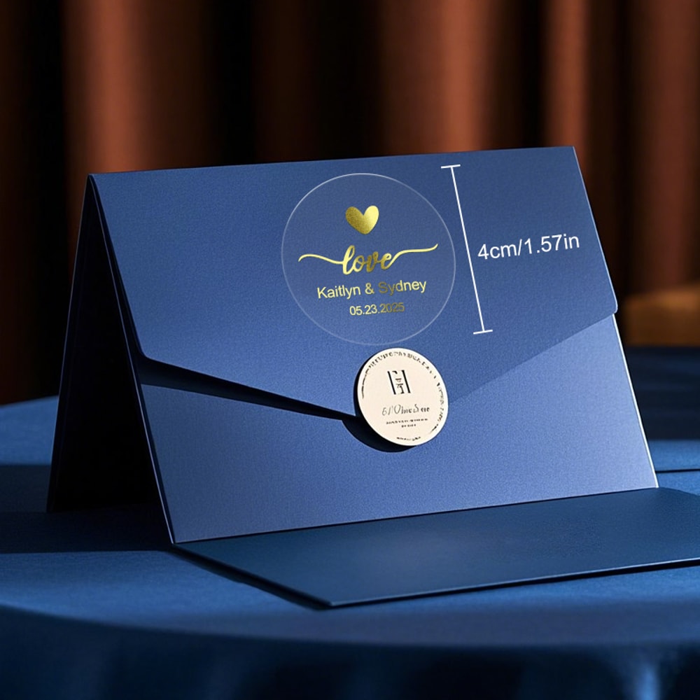 Versatile Waterproof Tags Custom Transparent Gold Stickers Gift Packaging Premium Wedding Decor 1