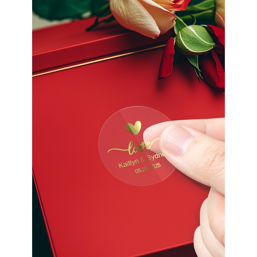 Versatile Waterproof Tags Custom Transparent Gold Stickers Gift Packaging Premium Wedding Decor 2