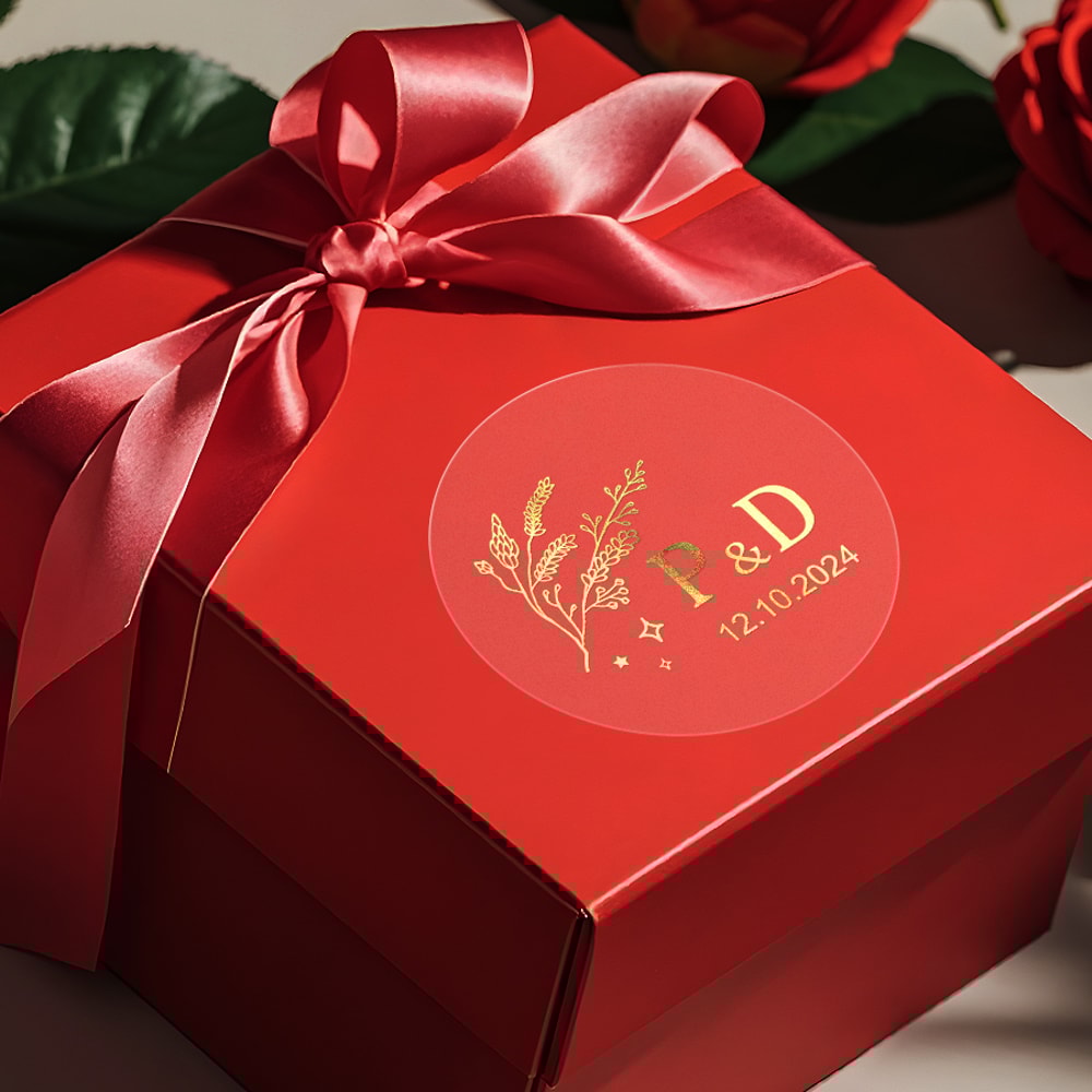 Waterproof Reusable Personalized Gold Transparent Decals Stickers For Wedding Glass Jar Labels DIY 2