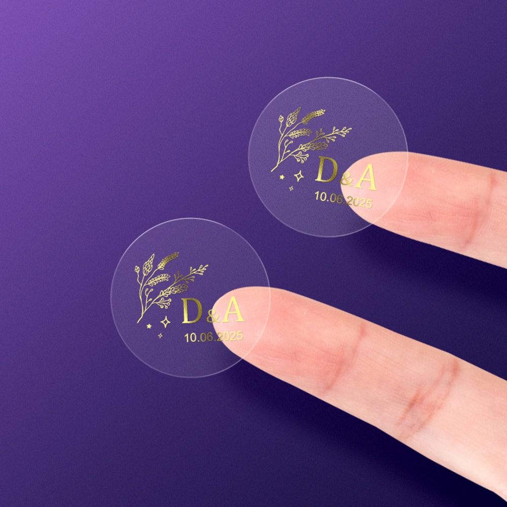 Waterproof Reusable Personalized Gold Transparent Decals Stickers For Wedding Glass Jar Labels DIY 5