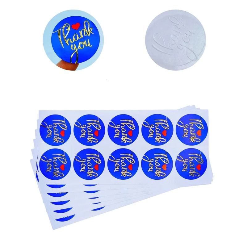 Self-Adhesive Holography Thank You Stickers, Waterproof Labels for Small Business Packaging